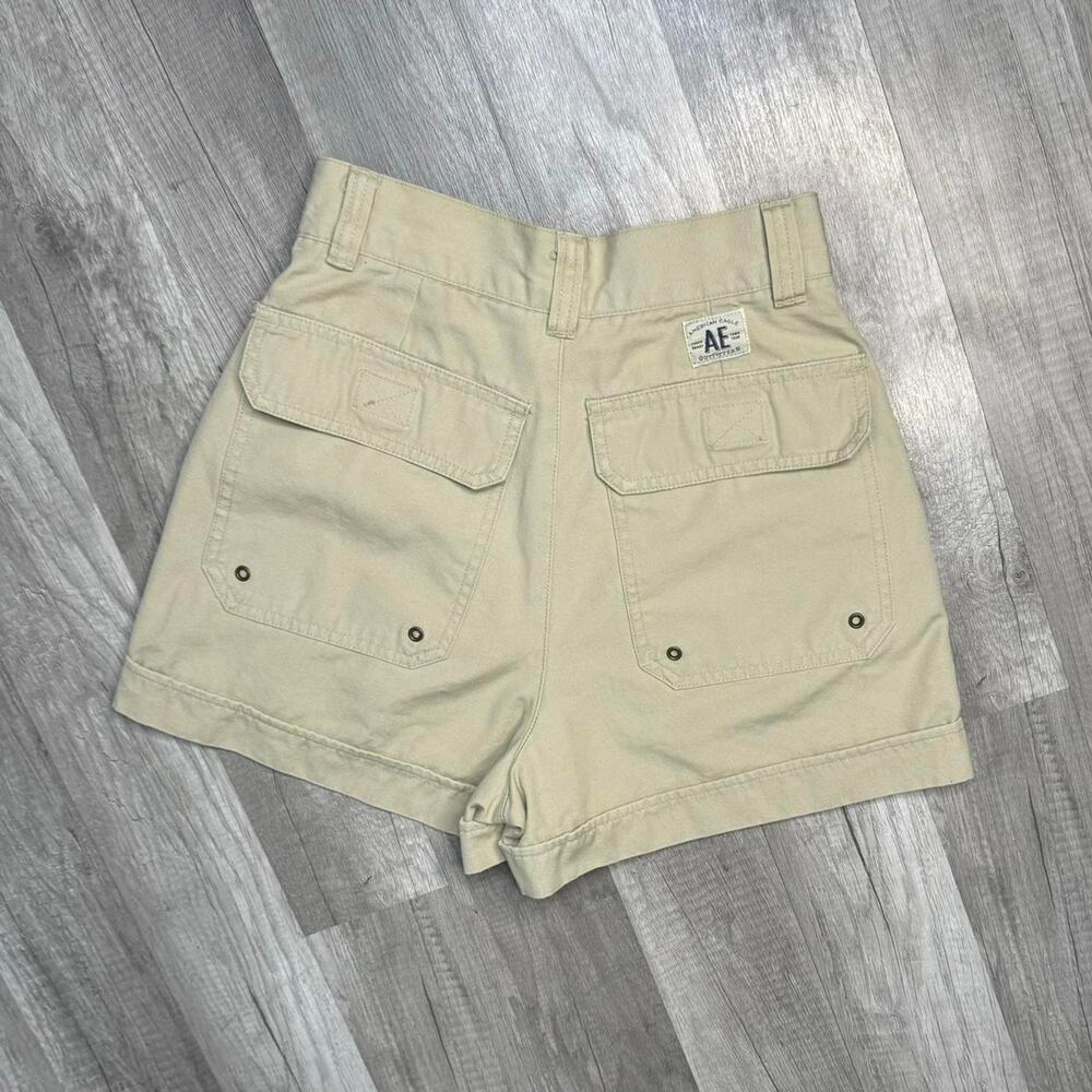 Vintage American Eagle Khaki Tan High Waisted Shorts Cuffed 24" Waist